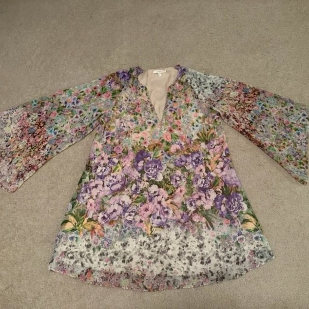 Floral LAVENDER BROWN Dress (SZ M)